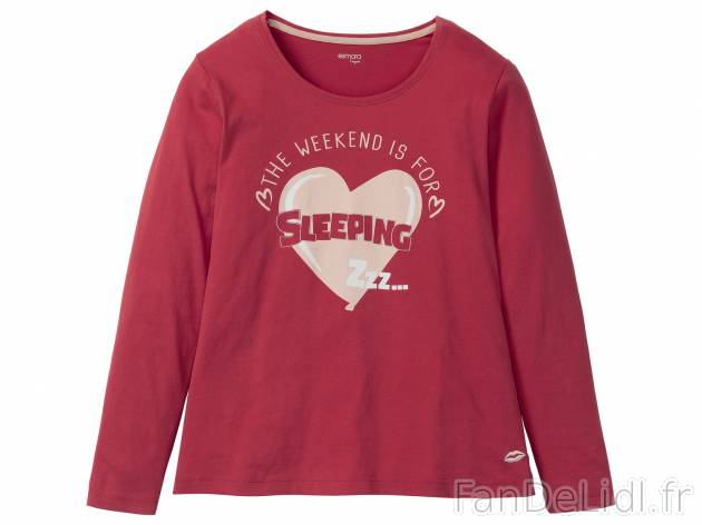 T-shirt de nuit femme Esmara Lingerie, le prix 3.99 € 
- Ex. 90 % coton et 10 ...