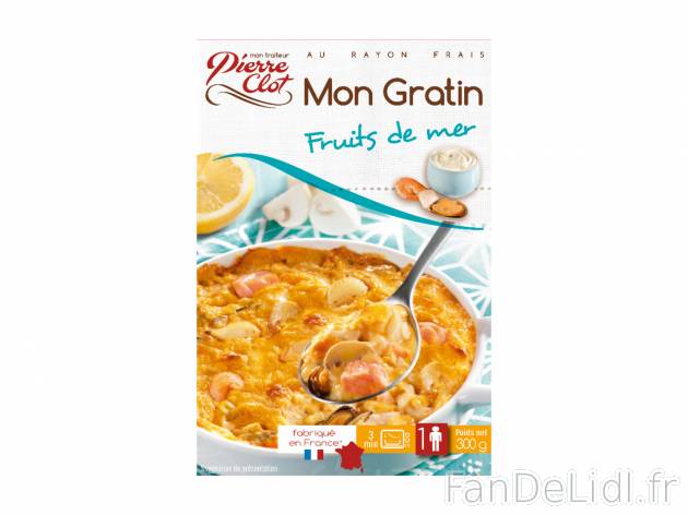 Plat préparé , le prix 2.79 € 
- Au choix : gratin de fruits de mer ou parmentier de ...
