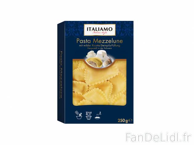 Demi-lunes ricotta-cèpes , le prix 1.99 € 

Caractéristiques

- Transformé ...