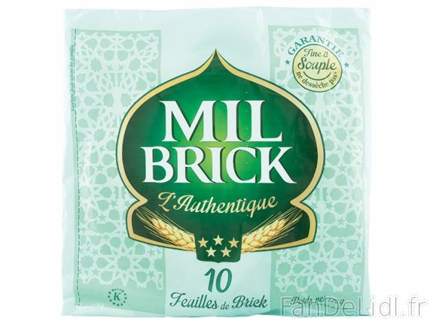 10 feuilles de brick , prezzo 0.75 € per 170 g, 1 kg = 4,41 € EUR.