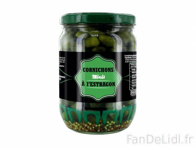 Mini cornichons à l’estragon , le prix 1.69 € 

Caractéristiques

- Transformé ...