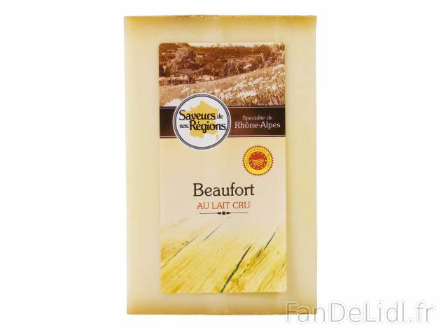 Beaufort AOP , le prix 4.29 € 
- Au lait cru
Caractéristiques

- AOP
- Rayon ...