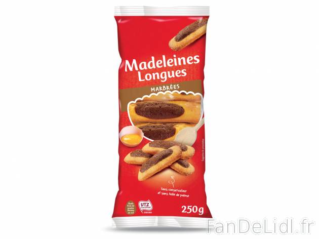 Madeleines longues marbrées , le prix 0.99 &#8364;  
-  In&eacute;dit chez Lidl
