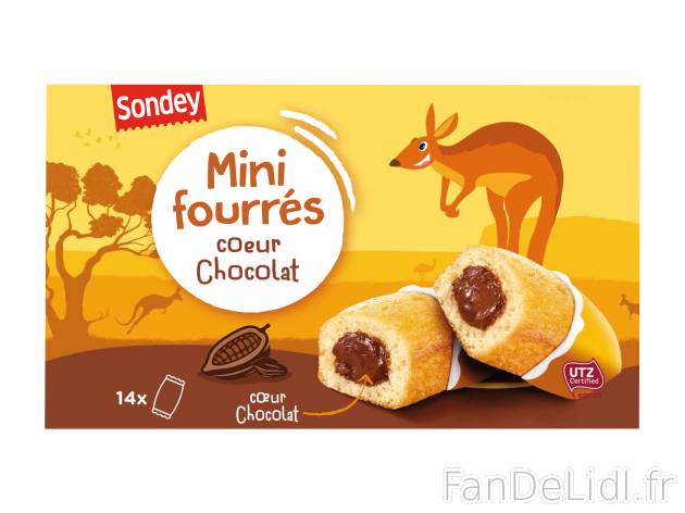 14 mini cakes fourrés au chocolat , le prix 1.16 &#8364; 
- Le paquet de 420 ...