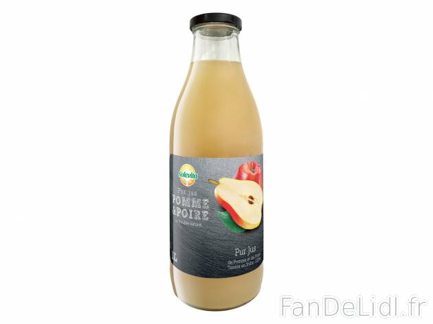 Pur jus pomme &amp; poire , le prix 1.39 &#8364;  
-  In&eacute;dit chez Lidl