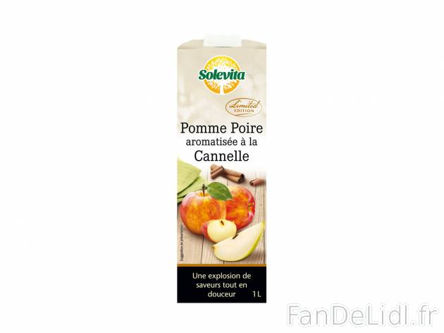 Boisson pomme poire aromatisée à la cannelle , le prix 1.79 &#8364; 

Caractéristiques

- ...