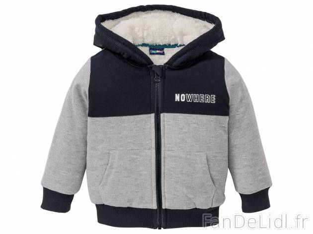 Sweat zippé garçon , le prix 8.99 € 
- Ex. dessus 80 % coton et 20 % polyester ...