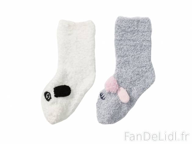 Chaussettes douillettes enfant , le prix 2.99 € 
- Ex. 95 % polyester, 4 % polyamide ...
