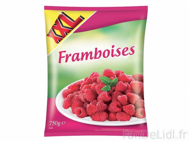 Framboises , prezzo 2.33 € per 750 g, 1 kg = 3,11 € EUR. 
- 500 g + 250 g GRATUITS ...