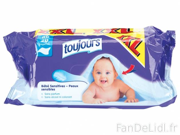 100 lingettes imprégnées pour bébés , prezzo 1.09 € per 100 lingettes au choix ...