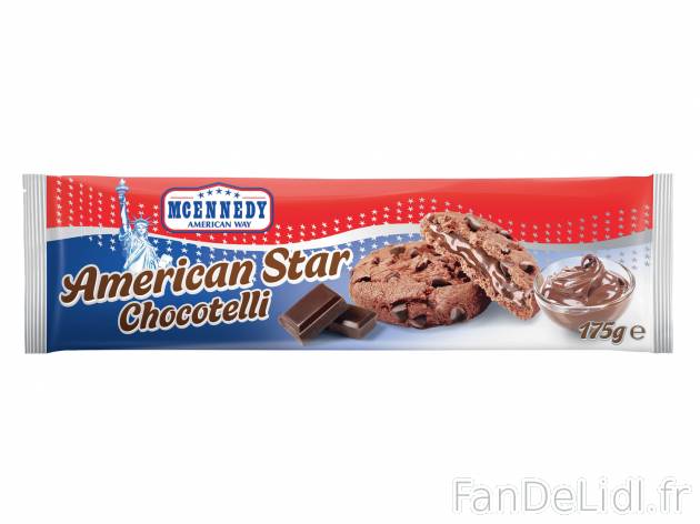 Cookies coeur fondant , le prix 0.99 €  
-  Au choix : chocolat ou noisettes et nougat
