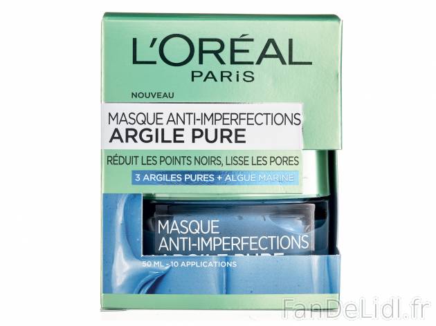 Masque argile pure , le prix 5.12 €  
-  Variétés au choix