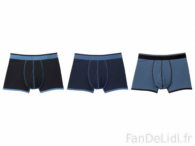 Boxers Livergy, le prix 6.99 € 
- Ex. 95 % coton et 5 % élasthanne
- Lot de ...