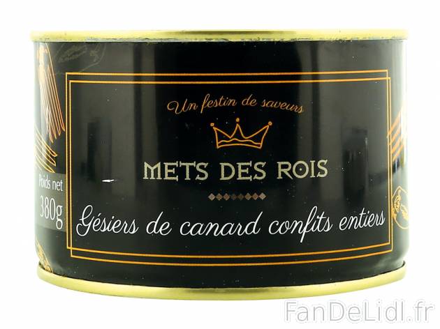 Gésiers de canard confits en vente , le prix 3.39 €