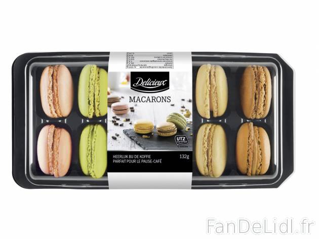 12 macarons en vente , le prix 3.29 € 
- Assortiment de 6 parfums : vanille, ...