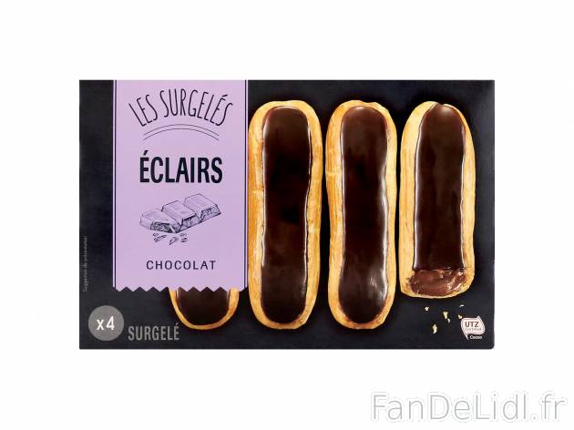 4 éclairs , le prix 2.58 € 
- Au choix : chocolat ou café
Caractéristiques

- ...