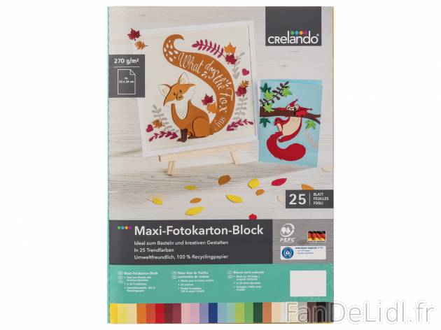 Maxi-Fotokarton , le prix 1.99 € 
- 25 feuilles
- 100 % papier recyclé
Caractéristiques

- ...