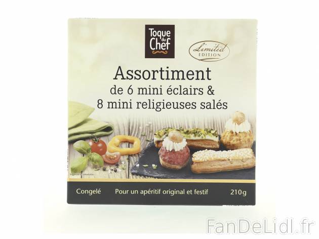 Assortiment de mini éclairs et religieuses salés en , le prix 5.49 &#8364; ...