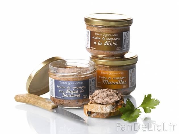 3 terrines de campagne aux saveurs du Nord , prezzo 2.49 € per 3 x 180 g, 1 kg ...