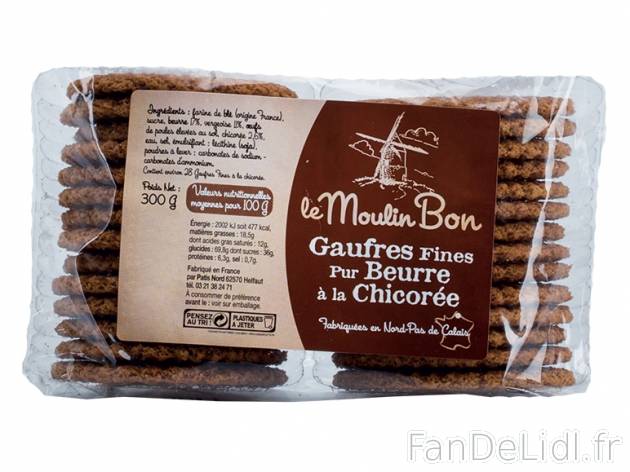 Gaufres fines pur beurre à la chicorée ou nature , prezzo 1.59 € per 300 g au ...