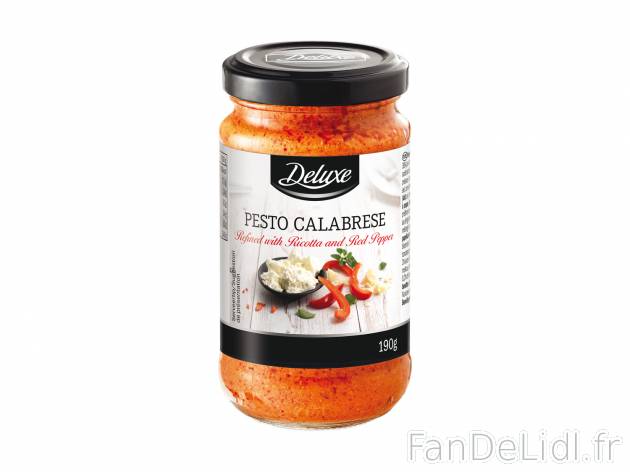 Pesto , le prix 1.89 &#8364;  
-  Au choix : au thon, calabraise ou champignons