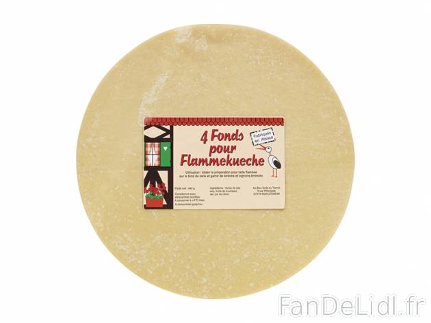 4 fonds pour tarte flambée , prezzo 1.89 € per 440 g, 1 kg = 4,30 € EUR. 
- ...