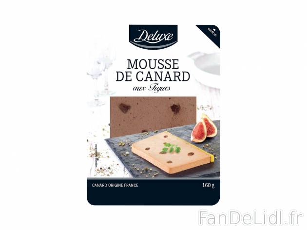 Mousse de canard aux figues , le prix 1.29 € 

Caractéristiques

- Transformé ...