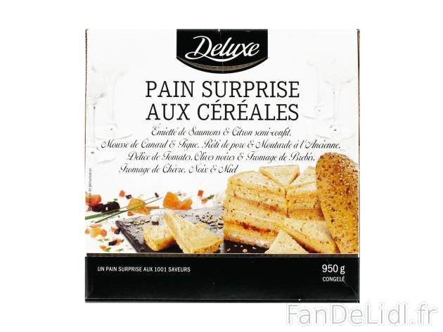 Pain surprise aux céréales , le prix 9.99 €  

Caractéristiques

- surgelées