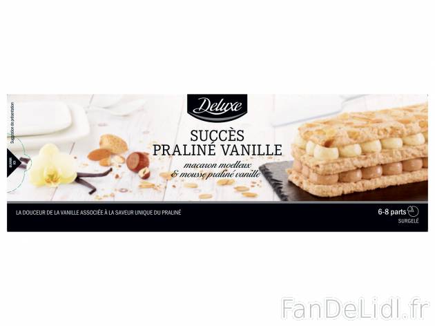 Bûche plaisir vanille praliné , le prix 6.59 €  

Caractéristiques

- surgelées