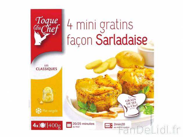 4 mini gratins façon sarladaise1 , prezzo 2.49 &#8364; per 400 g 
&nbsp;&nbsp;&nbsp;&nbsp; ...