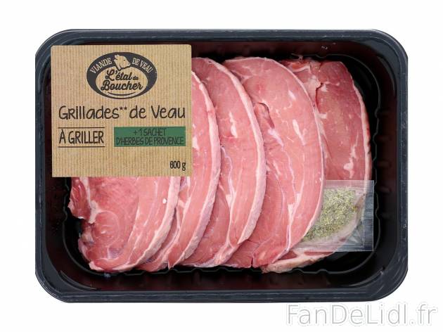 Grillades de veau à griller1 , prezzo 6.99 &#8364; per 600 g 
- Sachet d&#39;herbes ...