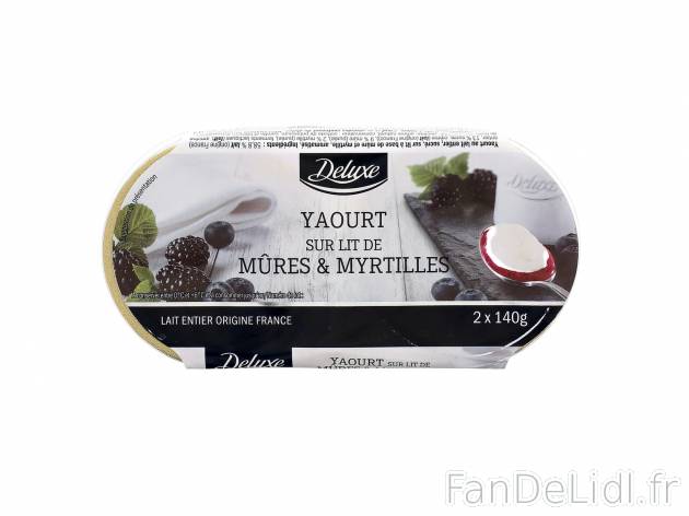 2 yaourts , le prix 1.79 &#8364; 
- Au choix : sur lit de m&ucirc;res et ...