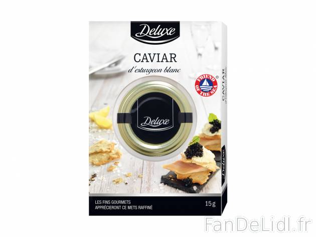 Caviar d’esturgeon blanc , le prix 7.79 € 

Caractéristiques

- Transformé ...