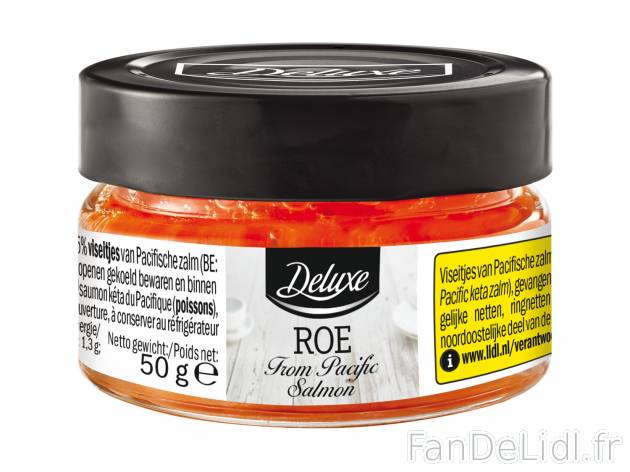 Oeufs de saumon , le prix 3.99 € 

Caractéristiques

- Transformé en UE
- ...