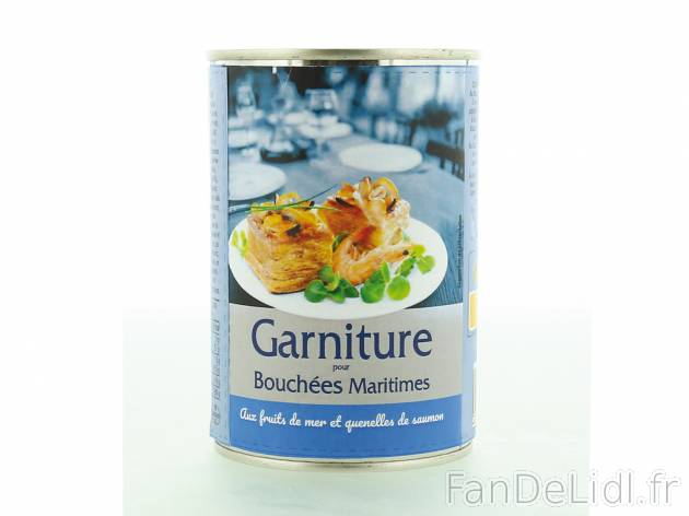 Garniture pour bouchées , le prix 1.39 €  
-  Au choix : maritime ou à la reine