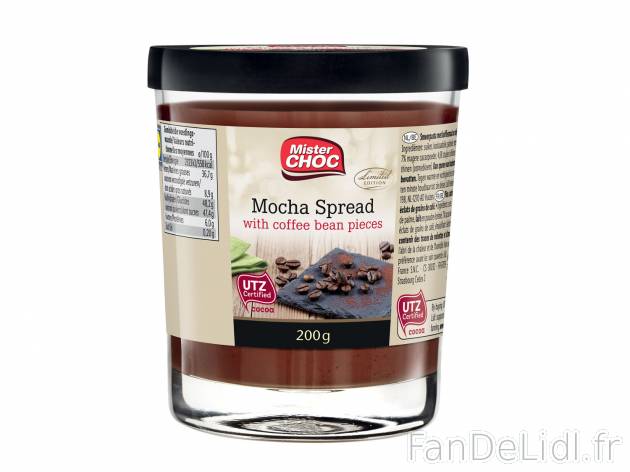 Pâte à tartiner , le prix 1.29 € 
- Au choix : moka avec des éclats de grains ...