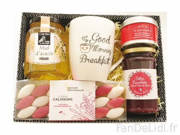 Corbeille de dégustation sucrée , le prix 16.99 € 
- Composition : 1 miel d’acacia ...