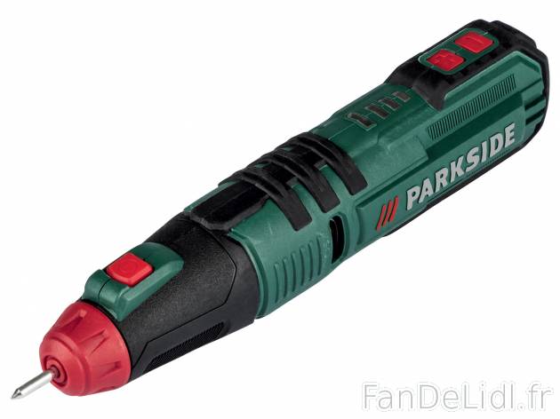 Graveur sans fil Parkside, le prix 12.99 € 
- Pour graver sur de nombreux matériaux ...