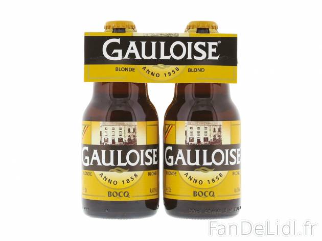 4 bières blondes Gauloise1 , prezzo 4.99 € per 4 x 33 cl 
-  6,3 % Vol.