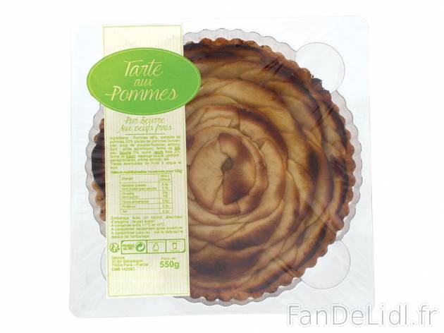 Tarte aux pommes , prezzo 3.49 € per 550 g, 1 kg = 6,35 € EUR.  
-      Pur beurre