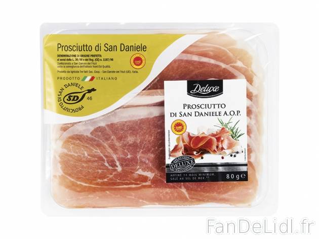Prosciutto di San Daniele AOP , prezzo 2.69 € per 80 g, 1 kg = 33,63 € EUR.