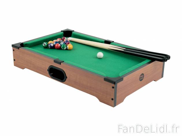 Mini-jeu de table , le prix 12.99 € 
- Au choix : mini-table de billard, env. ...