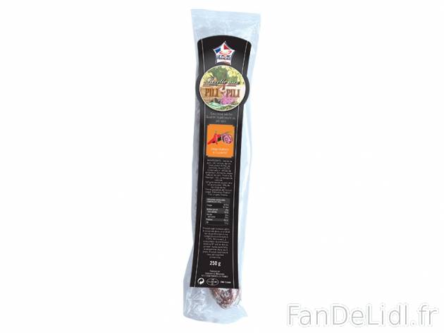 Saucisson sec au pili-pili , prezzo 2.69 € per 250 g, 1 kg = 10,76 € EUR. 
- ...
