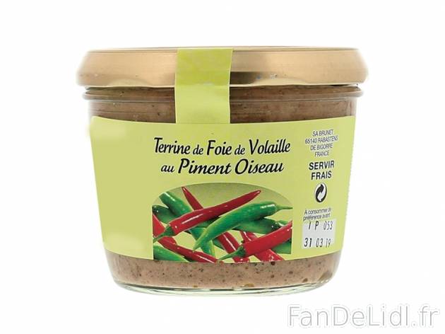 Terrine de porc ou de foie de volaille au piment oiseau , prezzo 0.99 € per 180 ...