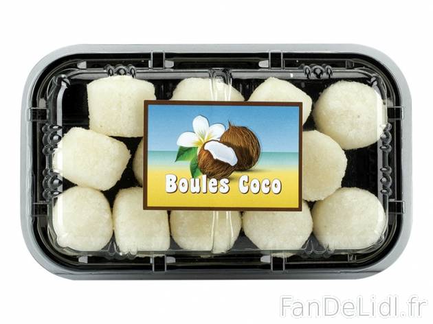 Boules coco , prezzo 1.99 € per 200 g, 1 kg = 9,95 € EUR.