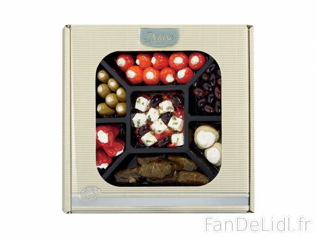 Plateau dantipasti , le prix 6.29 € 
- Composé de piments rouges forts farcis, ...