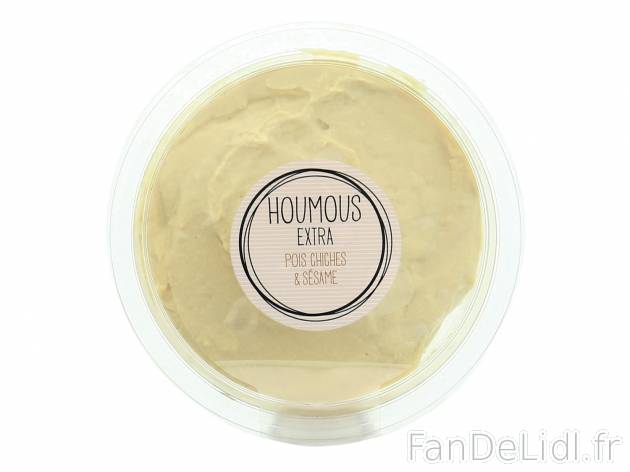 Houmous extra , le prix 1.39 € 

Caractéristiques

- Rayon frais
- Transformé ...