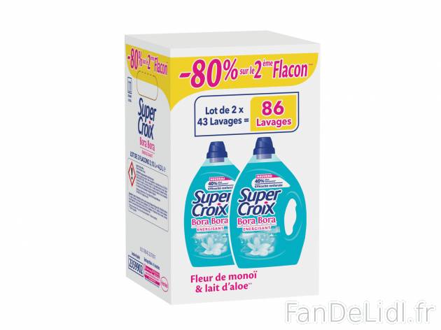 Super Croix lessive liquide , le prix 8.37 €  
-  2 x 43 lavages