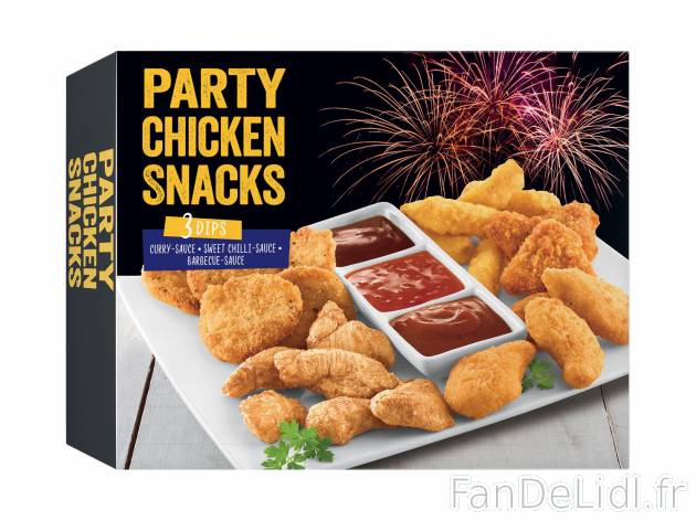 Party-box de poulet , le prix 5.99 € 
- Inédit chez Lidl
- 3 sauces incluses
Caractéristiques

- ...