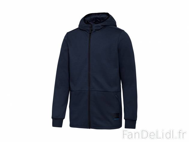 Sweat zippé homme ou femme , le prix 10.99 € 
- Ex. 76 % polyester et 24 % coton.
- ...